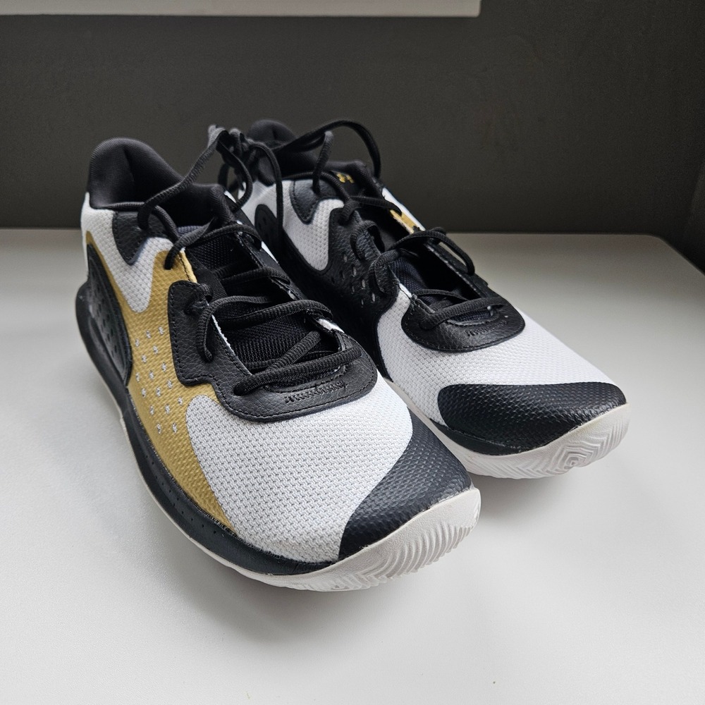 Under Armour Jet 23 Basketball Shoes Mens 10.5 White Black Gold Trainers Gym